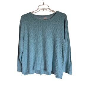 Secret Treasures Women 2X 18W-20W Teal Stretch Waffle Knit Top Stylish Comfy